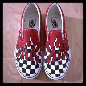 checkered vans with blood